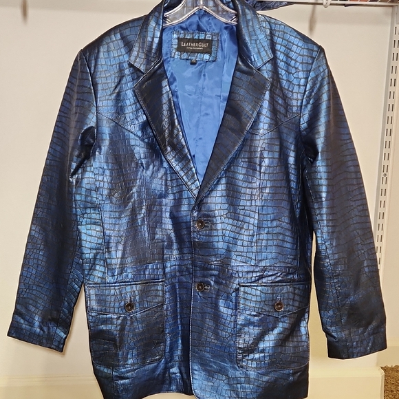 Leather CultBlue Crocodile Pattern Jacket44R